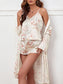 3 Pieces Soft  Sets Floral Printed Sleepwear with Shorts Satin Nightwear freeshipping - Femmineworld