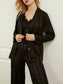 Satin Black Stripe Pajama Set- Femmine