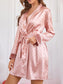 2022 Sleepwear Luxury Robe Pink Satin smooth feel | Femmine World Fashion