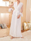 Long White Satin with Transparent sleeves Robe freeshipping - Femmineworld