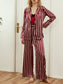 SILKY SATIN STRIPE PAJAMA SET RED- Femmine