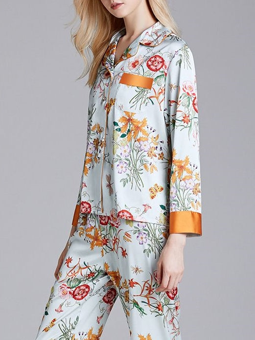 SATIN FLORAL PAJAMA SET- Femmine