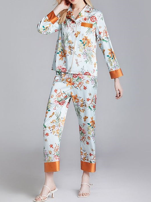 SATIN FLORAL PAJAMA SET- Femmine