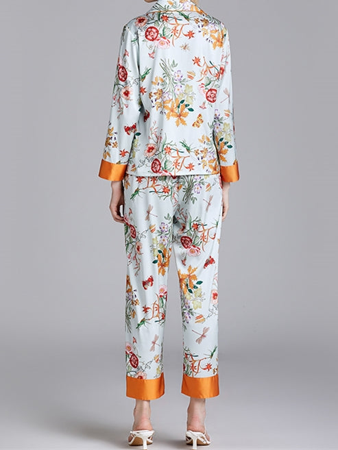 SATIN FLORAL PAJAMA SET- Femmine