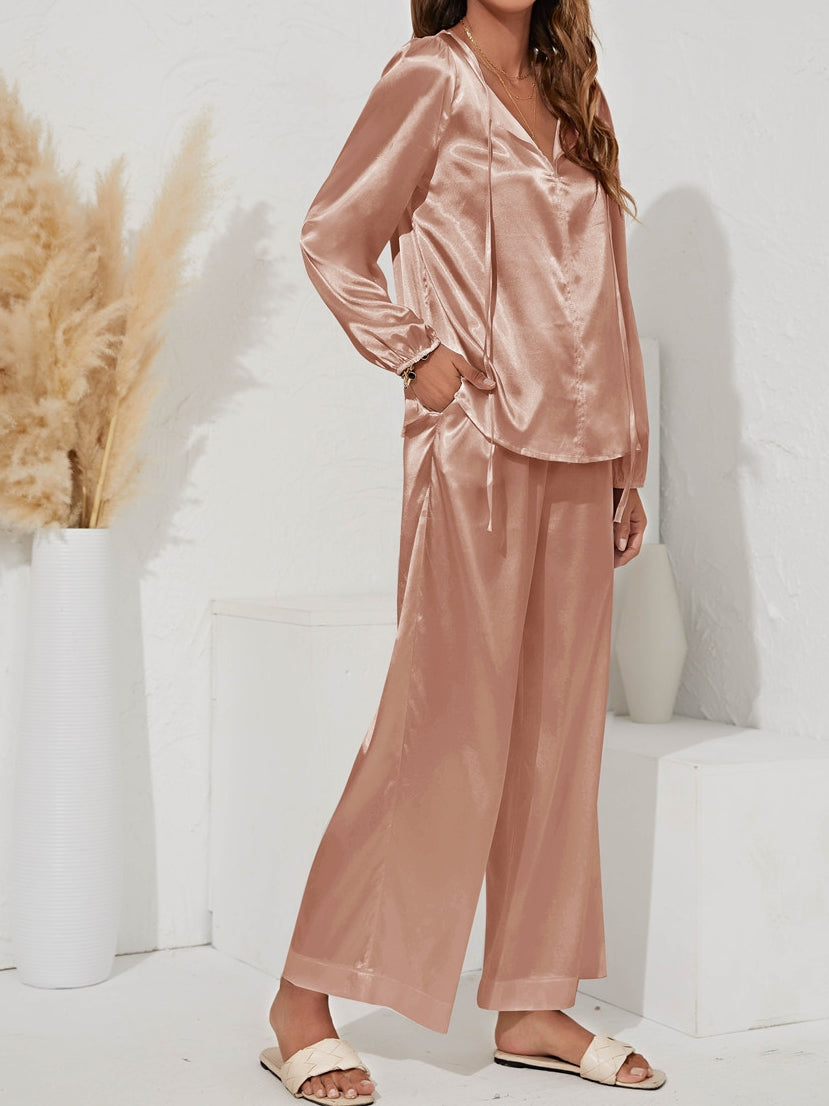 2 Pieces Satin Silk Luxurious Pajamas Sets freeshipping - Femmineworld