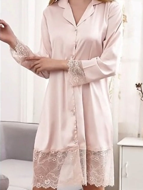 SATIN & LACE ROBE PINK- Femmine