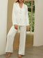 SILKY SATIN STRIPE PAJAMA SET WHITE- Femmine