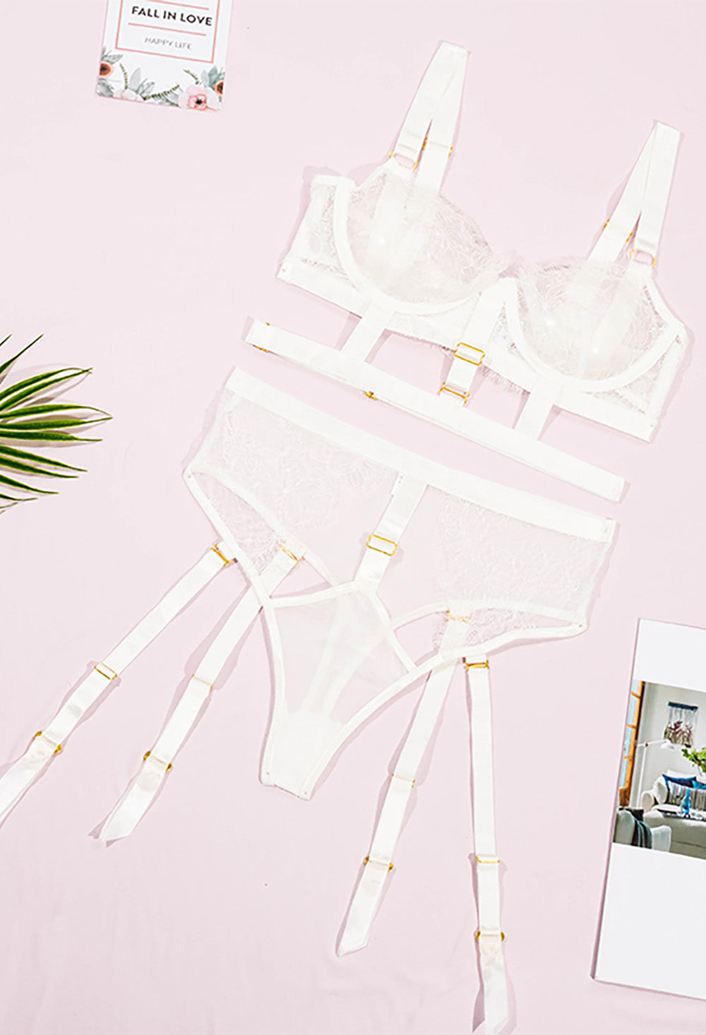 WHITE LACE LINGERIE SET  - Femmine